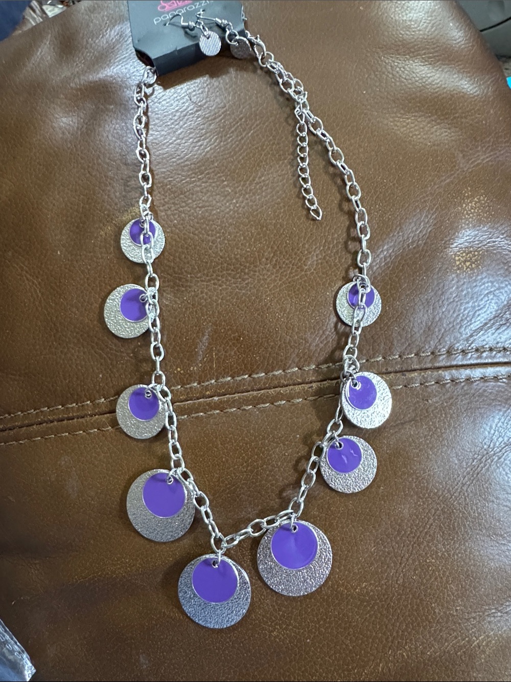 paparazzi Silver & Purple Layered Disk Necklace